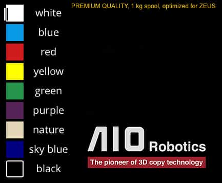 AIO Robotics Zeus 3D Printer Filament Color Code